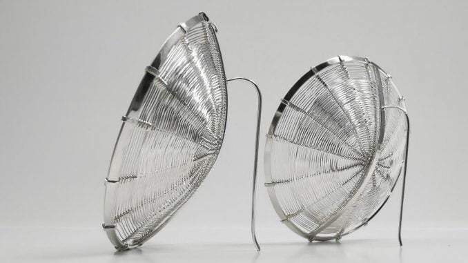 1. Aretes tejidos con hilo de plata